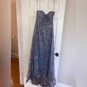 Prom Cinderella Divine periwinkle purplish Blue Lace sequence gown